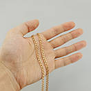 Позолочений срібний ланцюжок 60 см. Цепочка плетіння Бісмарк. Ширина 4,5 мм, фото 3