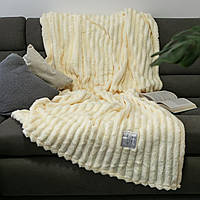 Покривало велюрове смуга (кремове) 200х220 см