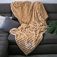 Покривало велюрове смуга (бежеве) 200х220 см