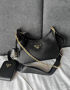 Жіноча Сумка Prada Leather Black Gold