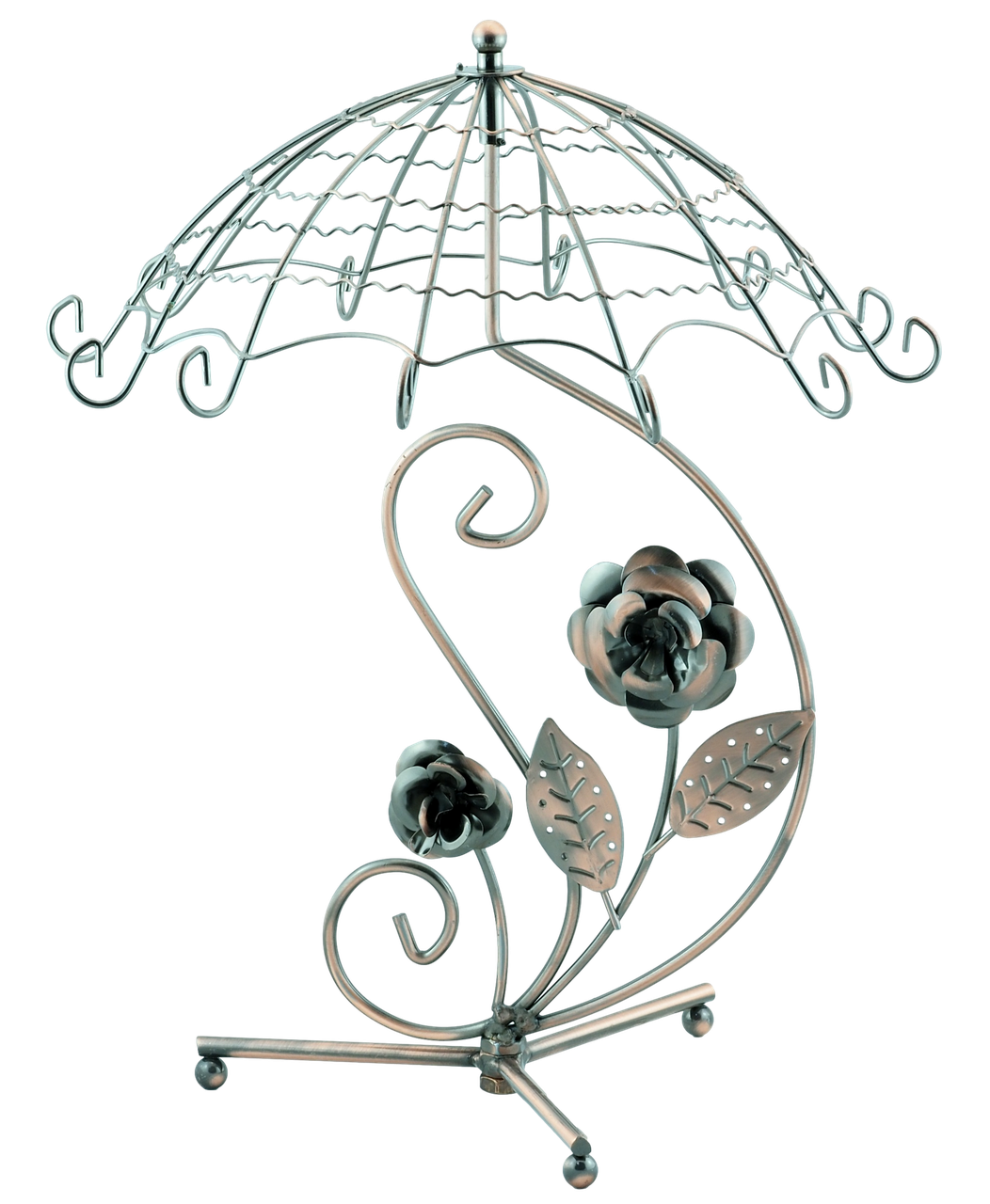 Підставка під усі види прикрас "Металічна бронзова парасолька, що обертається, з квітами" 35х28см дивись опис
