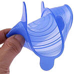 Набір силіконових кришок 6 шт. Super stretch silicone для збереження продуктів синій, фото 3