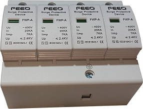 Обмежувач перенапруги AC FEEO SPD FWP-A40 B+C(Т1+T2) 4P 400V, In:20кA/Imax:40кА/Iimp:7кА