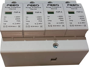 Обмежувач перенапруги AC FEEO SPD FWP-A40 B+C(Т1+T2) 4P 400V, In:20кA/Imax:40кА/Iimp:7кА, фото 1