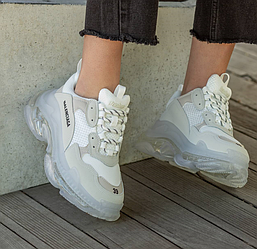 Кросівки жіночі Balenciaga Triple S Clear Sole White Women Баленсіага кросы білі взуття снікерси