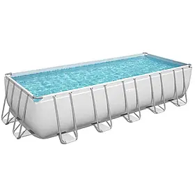 Каркасний прямокутний басейн Bestway 5612B (640х274х132 см, 19280 л, сходи, фільтр, тент) Сірий