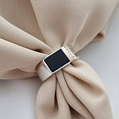 Печатка зі срібла з золотою напайкою та великим чорним оніксом та цирконами