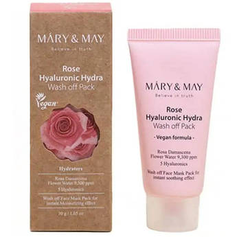 Зволожуюча глиняна маска з трояндою Mary&May Rose Hyaluronic Hydra Wash off Pack 30 г