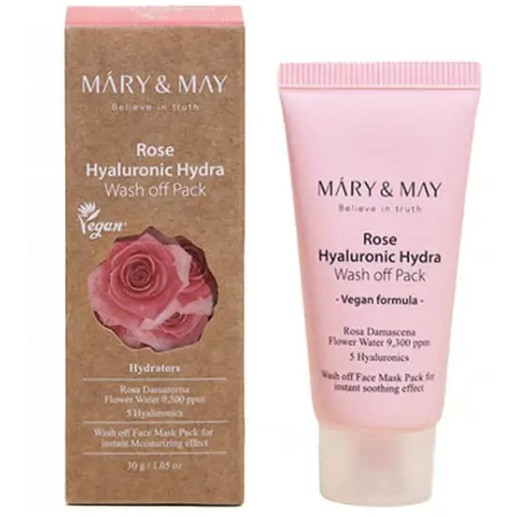 Зволожуюча глиняна маска з трояндою Mary&May Rose Hyaluronic Hydra Wash off Pack 30 г