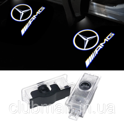 Проєктор підсвітка логотипу для дверей Mercedes-Benz Лого + AMG Лого C117/X117, C205/A205, C207/A207, C218/W218, фото 1