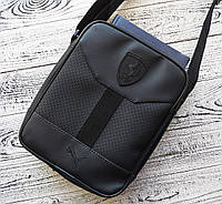 Черная мужская сумка мессенджер Puma из эко-кожи, брендовая сумка Puma на наплечном ремне