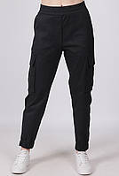 Штани джогери жіночі чорні джогери, з накладними кишенями збоку на рівні коліна котон пояс гумка та