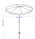 STRANDÖN Парасолька, жовто-білий горошок,140 cm 705.227.65, фото 3