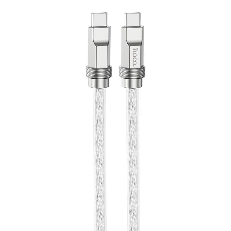 Кабель Type-C на Type-C 100 Вт HOCO Solid silicone charging data cable (1.2M, 100W, 3A). Silver, фото 1