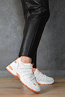 Кроссовки женские белого цвета с оранжевыми вставками на шнуровке 153025L GL_55