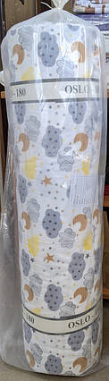 Тканина для постільної білизни Фланель (байка) дитяча FLB1052yellow (40м) сірі хмарки на білому, фото 2