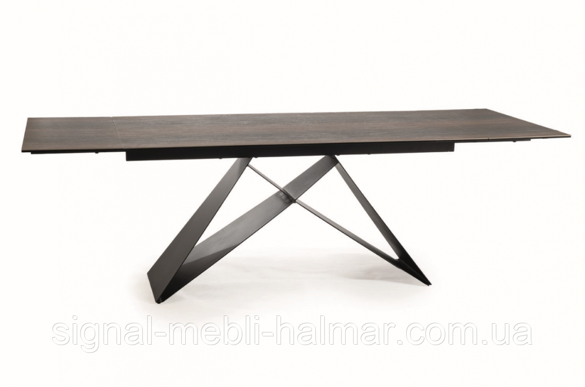 Стіл розкладний коричневий WESTIN CERAMIC (під дерево) чорний мат 180(260)x90 (Signal)