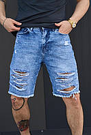 Летние повседневные коттоновые бриджи для прогулок, Стильные мужские джинсовые темно синие шорты 34