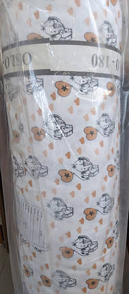 Тканина для постільної білизни Фланель (байка) дитяча FLB1061beige (40м) бежеві слоненята на білому, фото 2