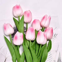 Силиконовые тюльпаны 5 штук бежево-розовый