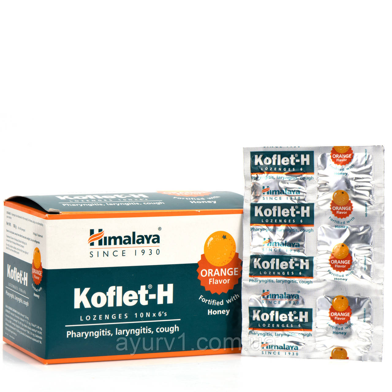 Льодяники Кофлет, з медом і апельсином, Гімалая/Koflet, Himalaya/1 блістер по 6 льодяників