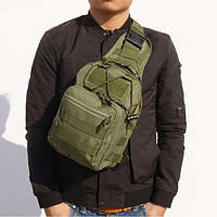 Армейская тактическая сумка через плечо зеленого цвета, военный рюкзак на одно плече для армии зсу цвета хаки