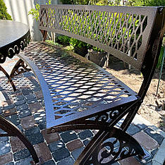 Лавочка садова декоративна, металева, 1750мм, колір чорний/коричневий