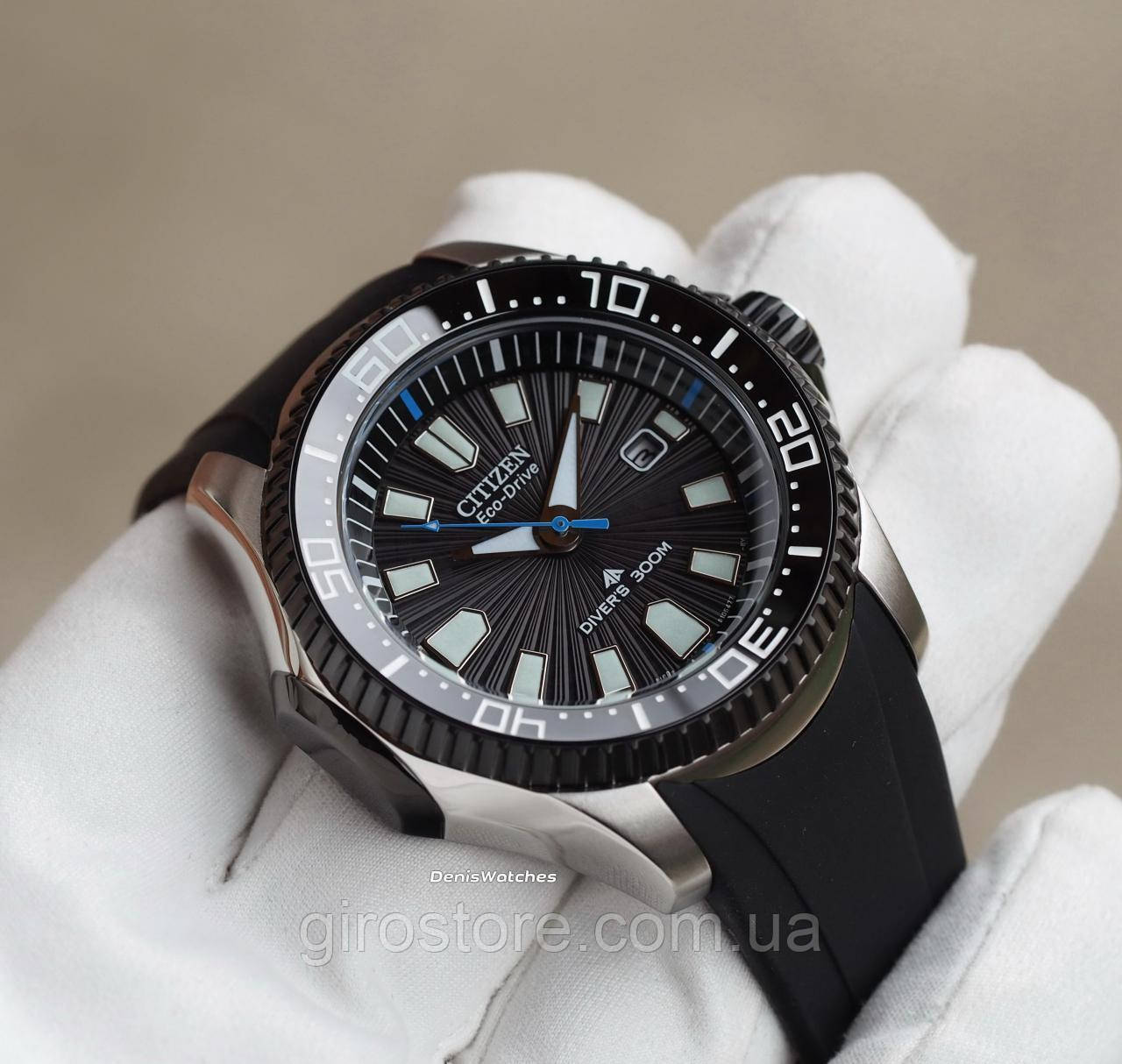 Японський чоловічий 300 м дайверський годинник Citizen Eco-Drive BN0085-01E. Сонячна батарея, фото 1