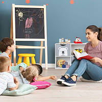 Игровая полка-стеллаж для хранения в детской комнате с изображением медведя, МДФ, белый/серый, 48 x 60 x 24,5