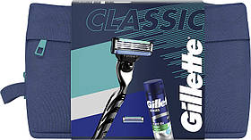 Набір для гоління Gillette Mach 3 Classic (2 касети + гель Soothing Sensitive 200 мл + сумка) 02482