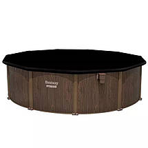 Каркасний круглий басейн Bestway 561CU (488-130см, 21490 л, сходи, фільтр, тент, дозатор) Коричневий, фото 3