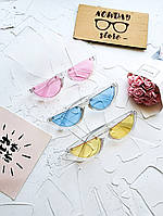 Солнцезащитные очки половинки полуободковые розовые голубые желтые