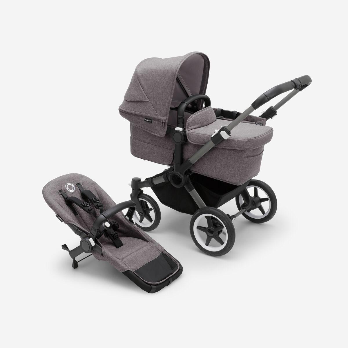 Bugaboo - Коляска 2 в 1 Donkey 5 MONO у зборі для однієї дитини Graphite/Grey mélange-Grey mélange