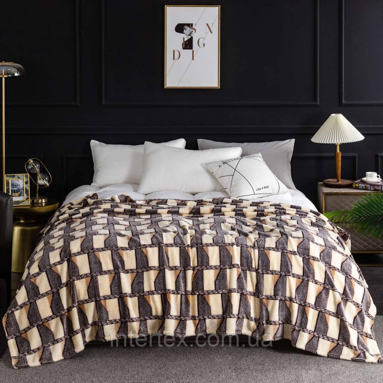 Покривало велюрове з малюнком 220х200 см., фото 1