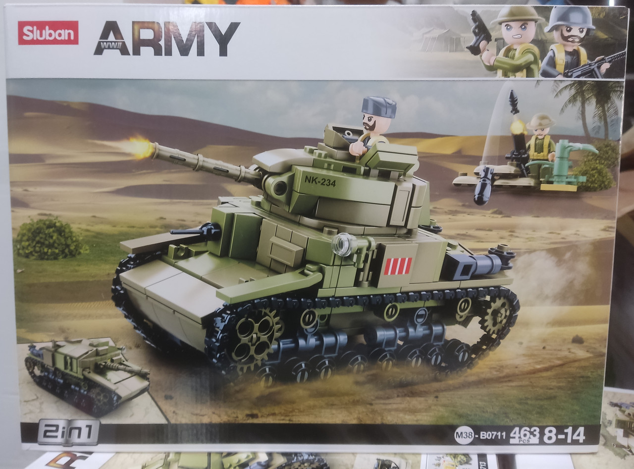 Конструктор Sluban M38-B0711 Итальянский средний танк Semoventi M13/40 2в1 463 деталей