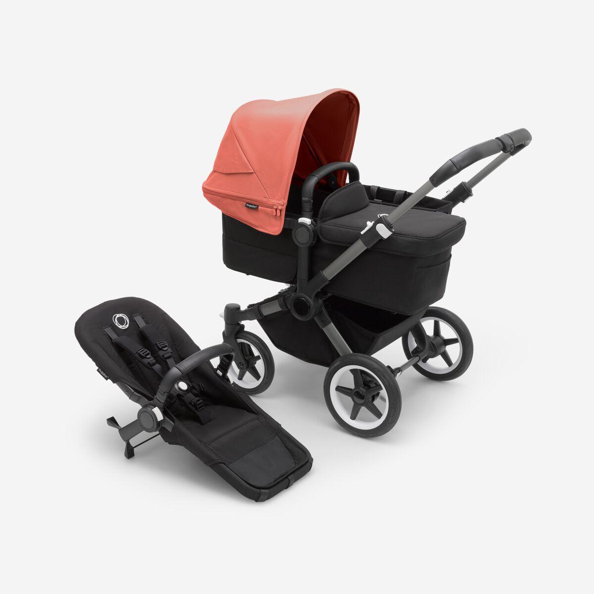 Bugaboo - Коляска 2 в 1 Donkey 5 MONO у зборі для однієї дитини Graphite/Midnight-Sunrise red