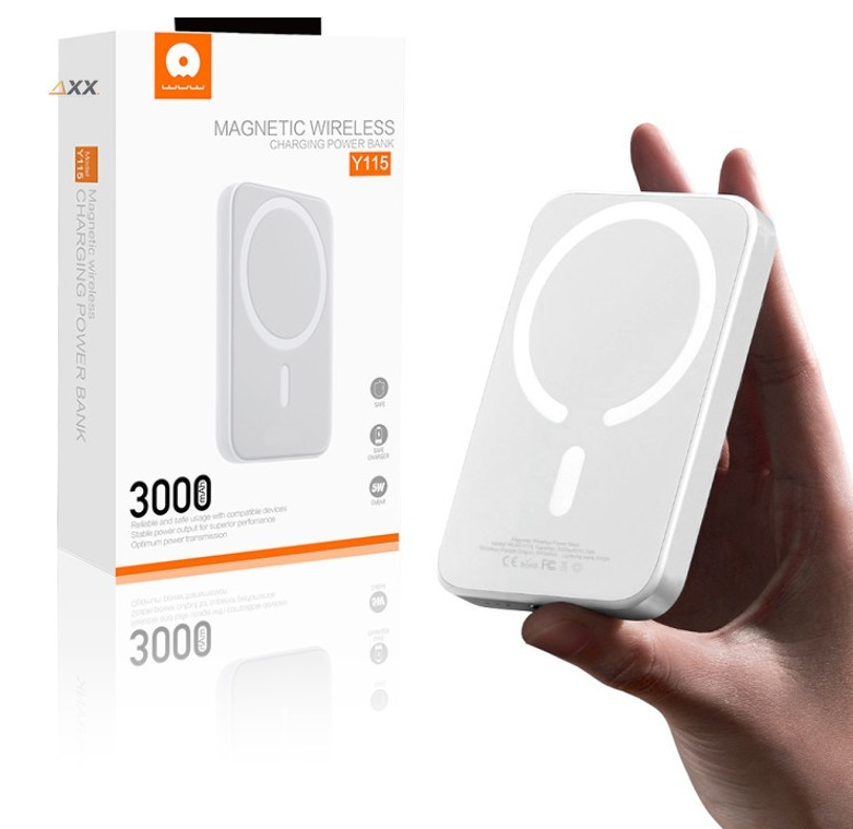 Зовнішній акумулятор Power Bank WUW Y115 3000mAh MagSafe з бездротовою зарядкою