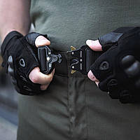 Мужской армейский поясной ремень тактический для брюк металл черный актические и армейские ремни пояса