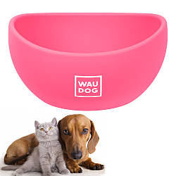 Силіконова миска (250 мл) для собак та котів, WAUDOG Silicone, Рожева / Тарілка для корму тварин