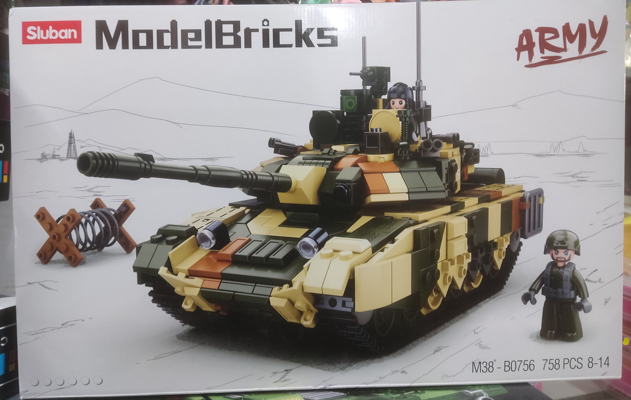 Конструктор Sluban m38-b0756 Військова техніка Бойовий танк  Т - 90мс 758 деталі
