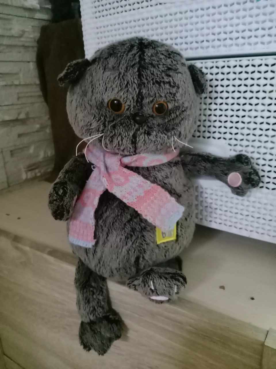 М'яка іграшка кіт Басик, кіт Басик в одязі, кіт Басик з шарфиком, друг кішечка Лілі, фото 1