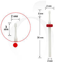 Фреза керамическая конус красная маленькая 2 мм, рабочая часть 3 мм