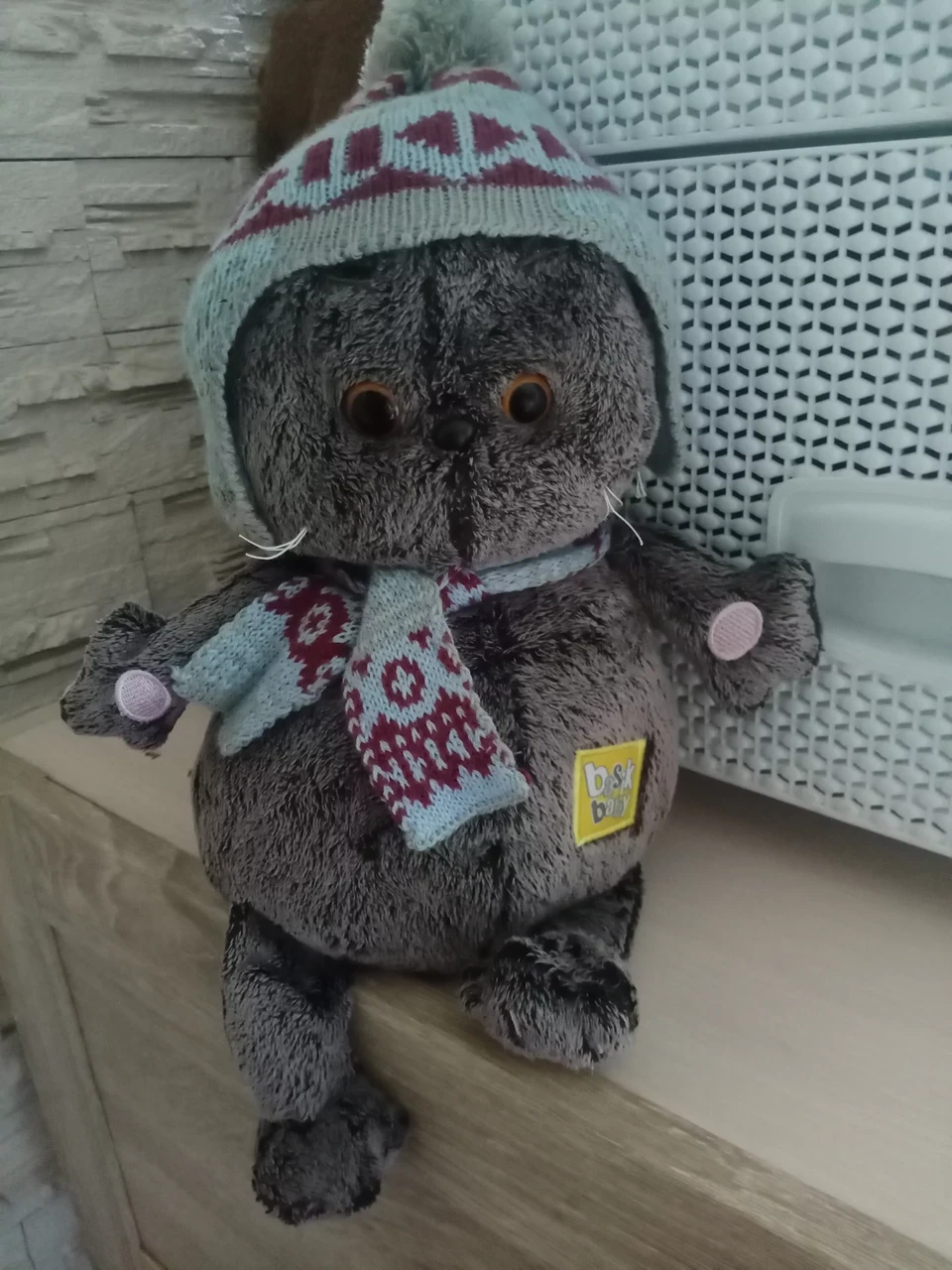 М'яка іграшка кіт Басик, Басик в одязі, Басик у шапочці, Басик у шарфику, Басик друг кішечка Лілі, фото 1