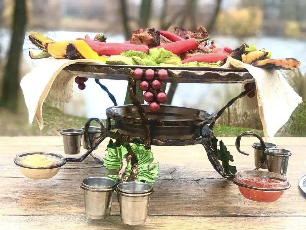 Садж для шашлику «Виноград» з чарками та соусницями, фото 1