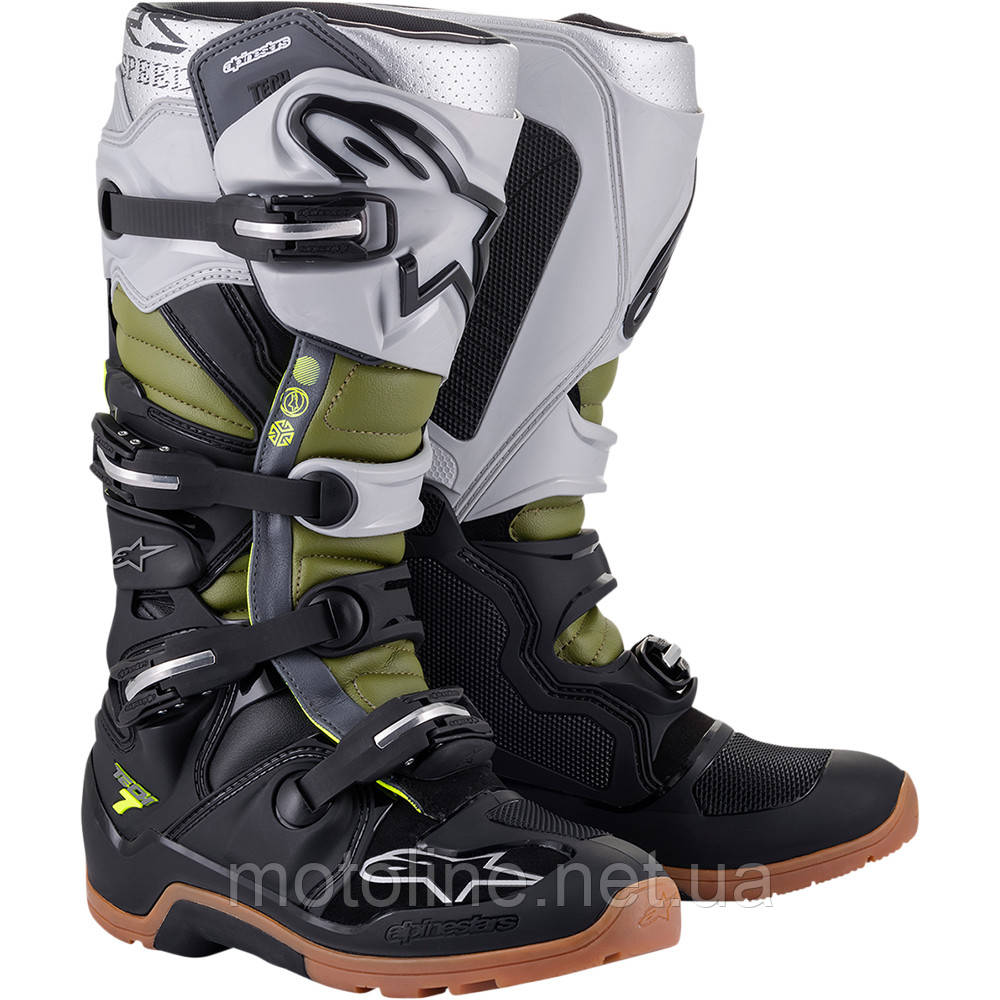 Мотоботи Alpinestars Tech 7 Enduro Black/Silver/Military Green, фото 1