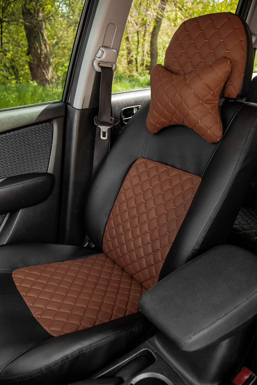 Чохли на сидіння екошкіра преміум Коричневий, фото 1