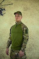 Боевая рубашка мультикам,тактическая рубашка мультикам,убакс олива мультик ЗСУ,рубашка военная