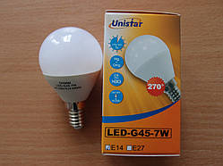 Лампа світлодіодна куля ТМ Unistar LED-G45-7W E14