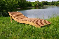 Шезлонг дубовый (лежак ВОЛНА) для террасы, сада и дачи, выполнен из 100% дуба - Садовая дачная мебель