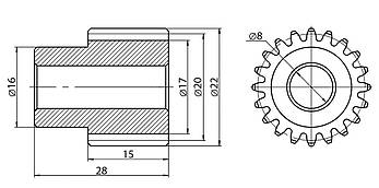 Зубчата шестерня FM 1.0 модуль 15mm -20 зуб., фото 3